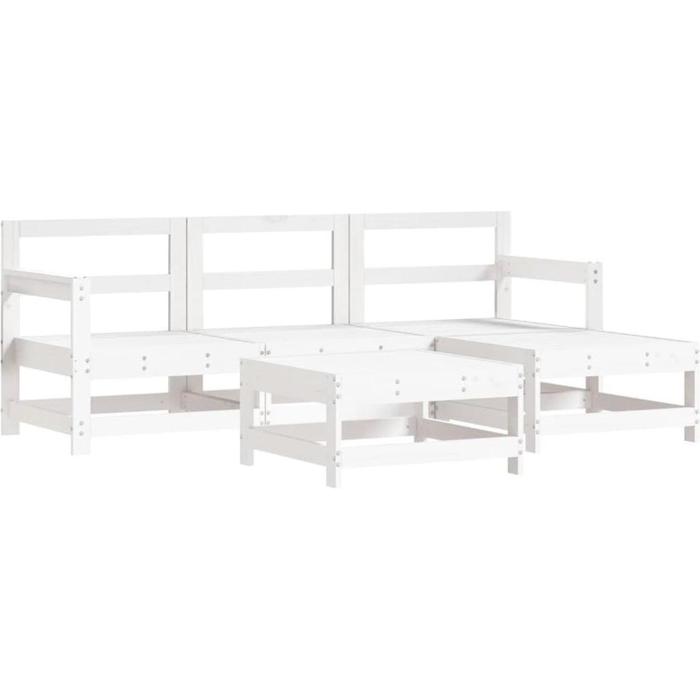 VidaXL, Gartenlounge, 5-tlg. Garten-Lounge-Set Weiss Massivholz Kiefer,Farbe