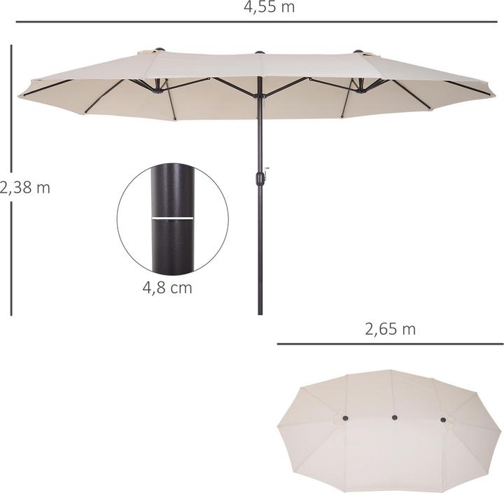 Produktbild Outsunny Marktschirm mit Handkurbel (2.65 m)
