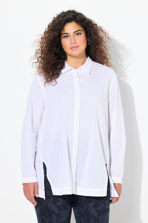 Produktbild Ulla Popken Bluse, Saumschlitze, A-Linie, Hemdkragen, Langarm (54)