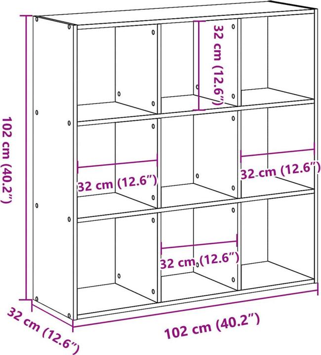 Actual product image vidaXL Bookshelf (102 x 32 x 102 cm)