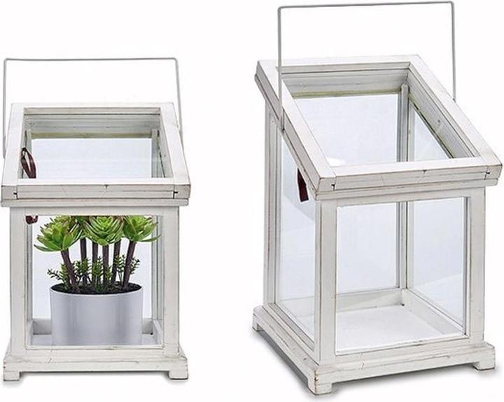 Natura Punto Wooden greenhouse with glass, white, 23 x 34 x 23cm