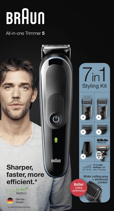 Actual product image Braun Multi-Grooming Kit 5 MGK5345, 7-in-1 Beard Trimmer for Men, 5 Attachments