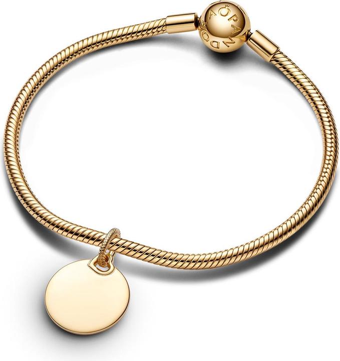 Image du produit Pandora Moments Pendentif rond à graver (Métal, Plaqué or)