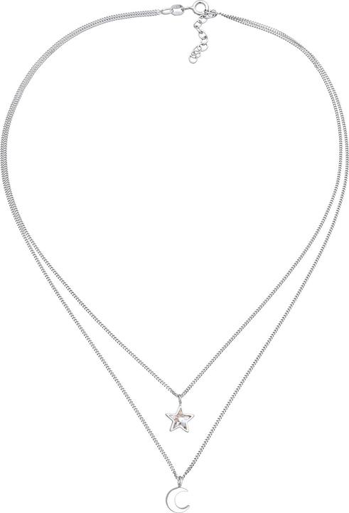 Immagine prodotto Elli Collana per bambini a strati Stella di cristallo Mezzaluna Argento 925 (Cristallo di vetro, Argento 925, 36 cm)