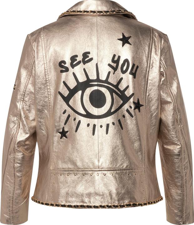 Produktbild Angel of Style Leder-Bikerjacke, echtes Leder, Beschichtung, Rücken-Print (50)