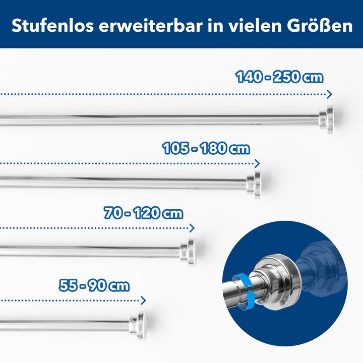 Actual product image Karat Telescopic shower curtain rail