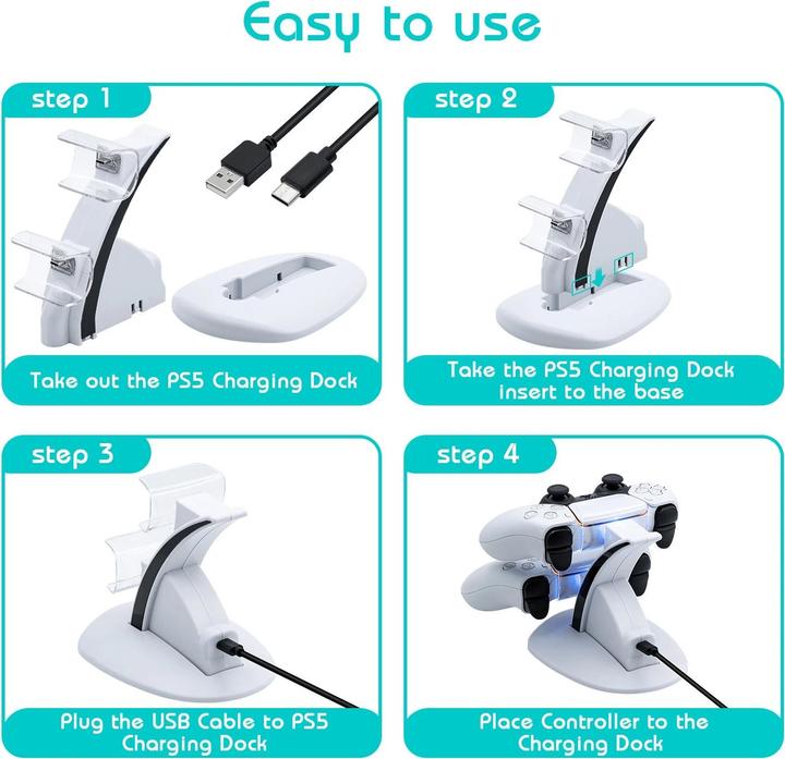 Actual product image PhoneLook Stylish charging station Power Dock for charging two PlayStation 5 controllers (PS5) (PS5)