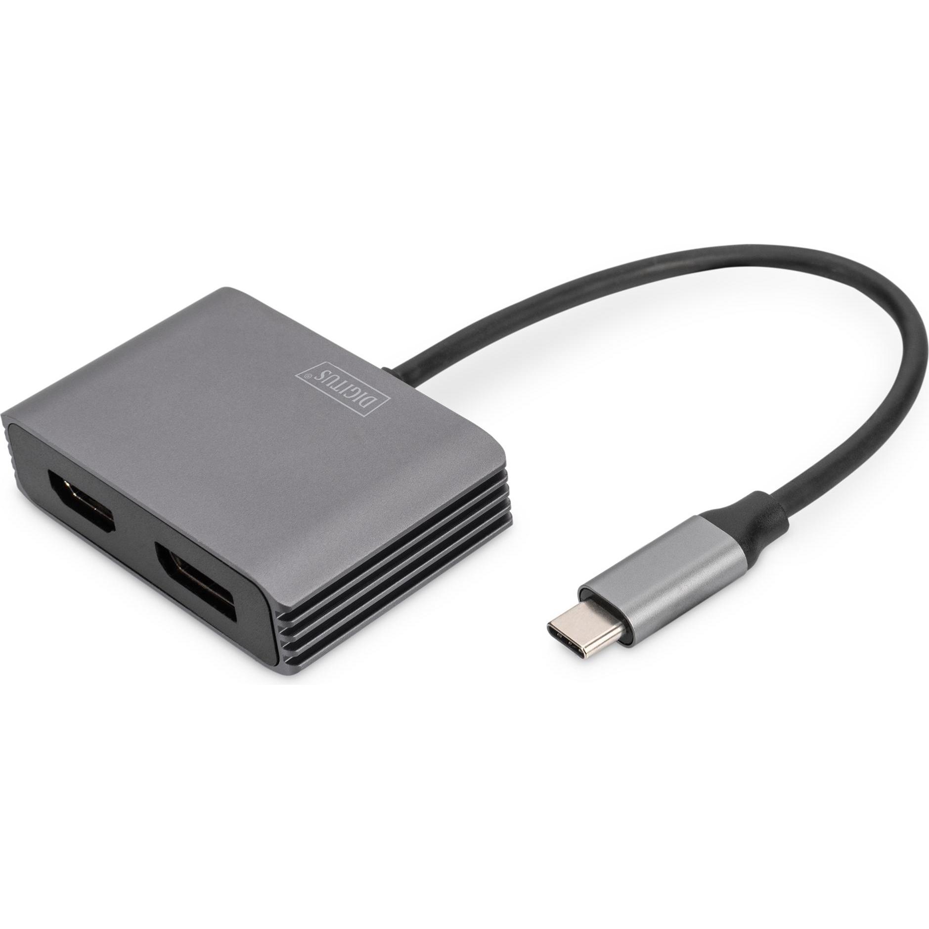 Digitus USB Type-C zu (USB Typ-C, 20 cm), Data + Video Adapter, Schwarz