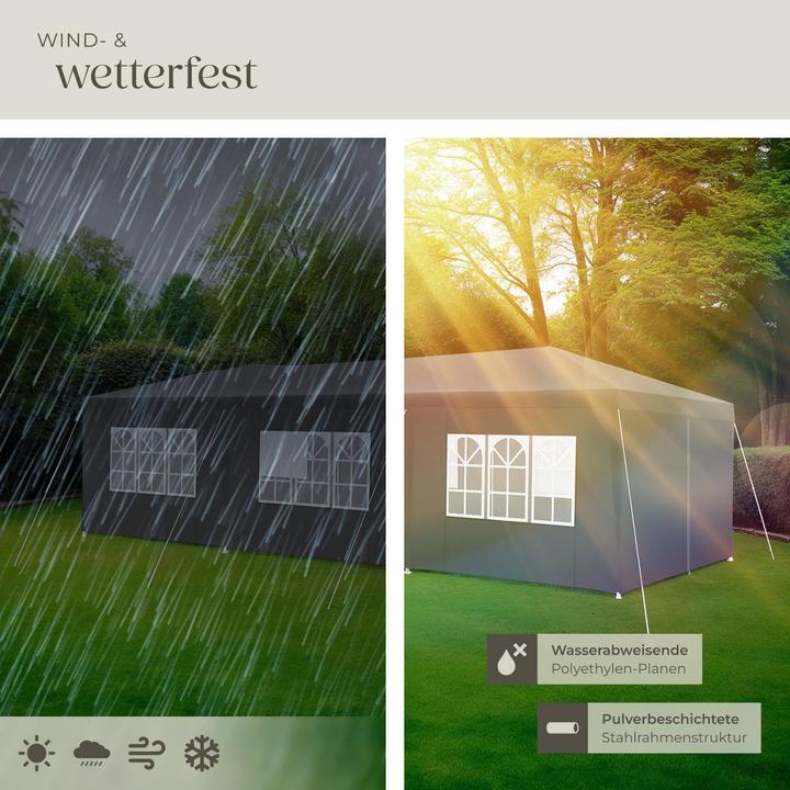 Actual product image tectake Pavillon Miramas mit 8 Seitenteilen, wasserdicht, 9x3m (900 cm, 300 cm)