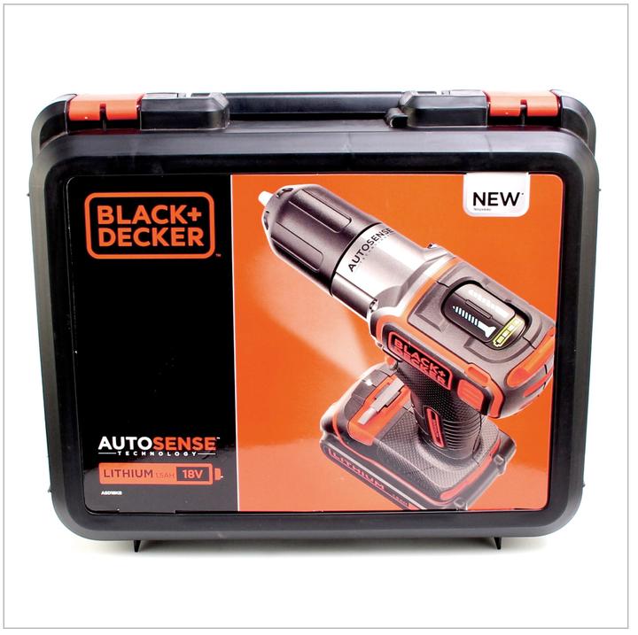 Immagine prodotto Black & Decker Trapano e avvitatore a batteria 18V Autosense, 2 batterie ricaricabili