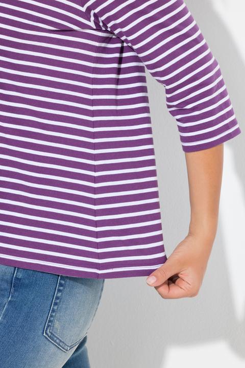Image du produit Ulla Popken T-shirt rayé. Manches 3/4 et col rond. Coupe Classic (54)