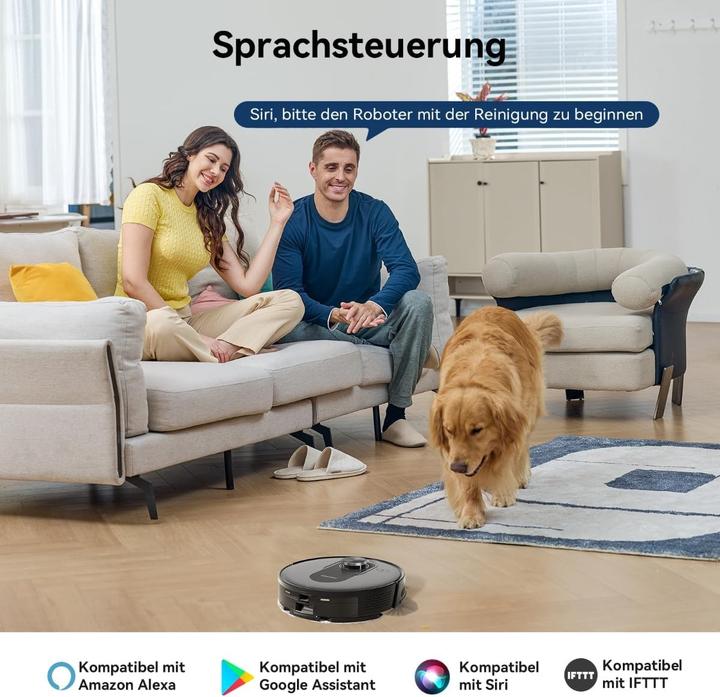 Produktbild Proscenic Aspirateur robot avec station, navigation Lidar, 6000Pa, 200 min, pour poils d'animaux et tous sols (6000 Pa, Wischtuch)