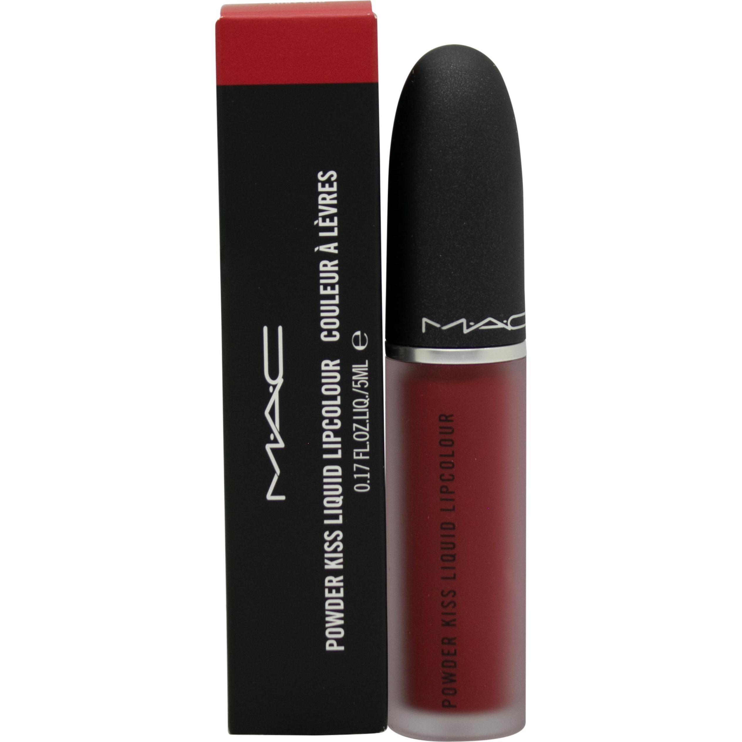 Mac Cosmetics Rosso Rossetto + Lucidalabbra, Powder Kiss Liquid Lipcolour (975 Ruby Boo)