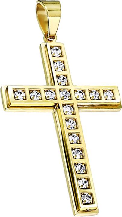 Image du produit Star Piercing Pendentif croix dorée avec cristaux (Acier chirurgical 316L, sans laiton)