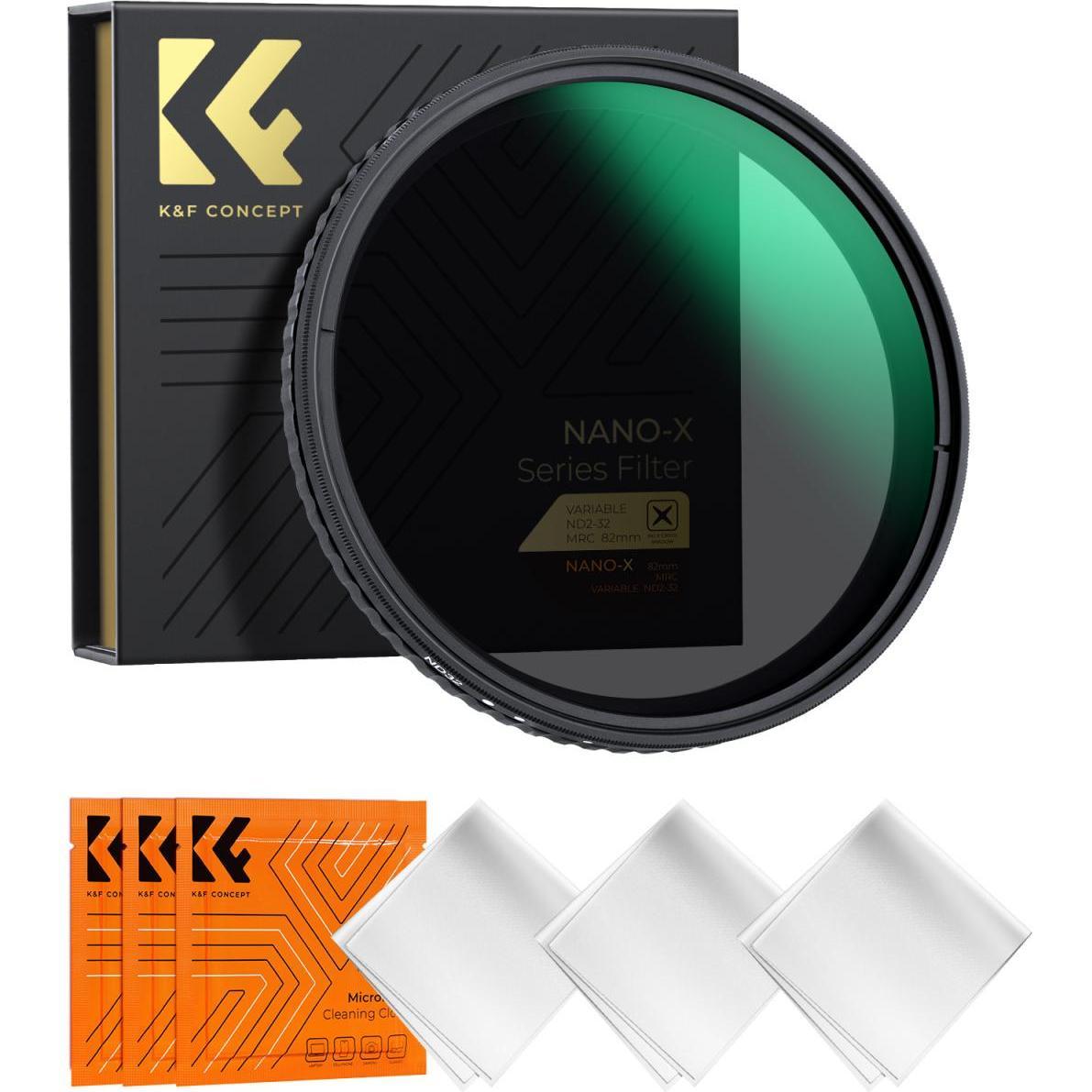 K&F Concept 52MM Variable ND2ND32, W/O Black Cross, HD,Waterproof, Anti Scratch, Green Coated (52 mm, Filtri grigi), Filtro fotografico, Verde