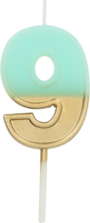 Folat Candle Retro Number 9 Light Blue (1 x)