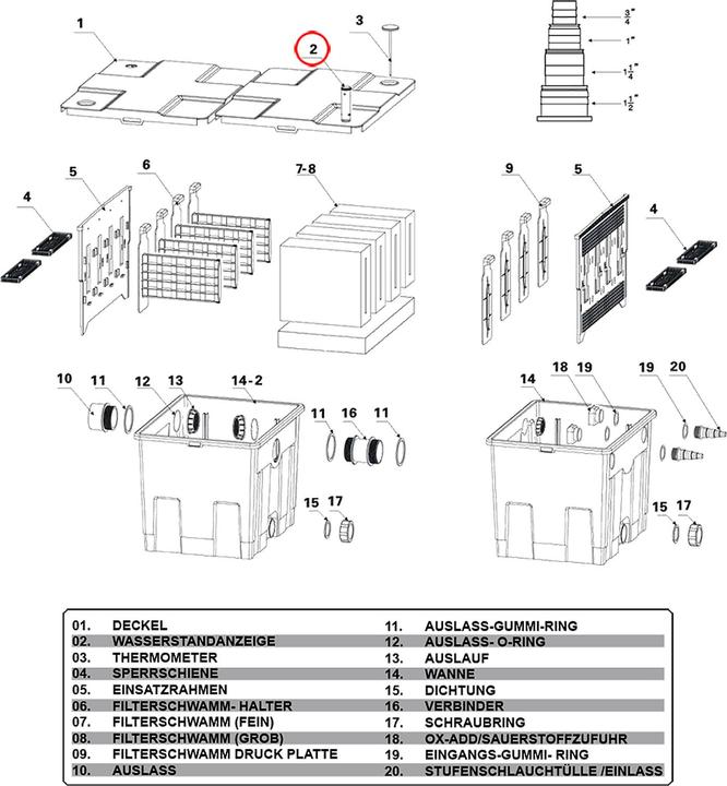 Actual product image SunSun Spare Part CBF-350B Water Gauge Bio Pond Filter