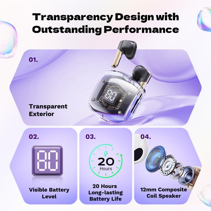 Produktbild Rock Bluetooth-Kopfhörer TWS Air Bubble Rosa (20 h, Kabellos)