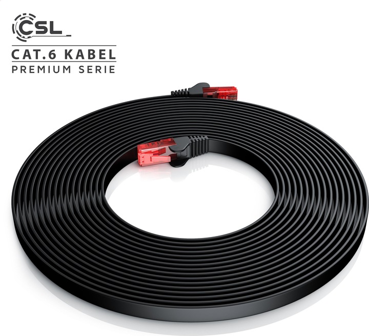 Immagine prodotto CSL Cavo di rete CAT.6 piatto - Cavo Ethernet Gigabit Lan RJ45 - comp. CAT.5 CAT.6 CAT.7 CAT.8 (UTP, CAT6, 1 m)