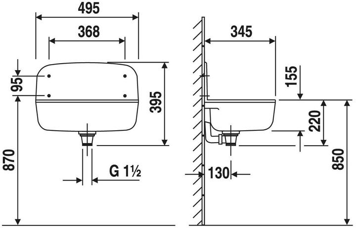 Produktbild Diaqua Waschbecken Kunststoff (345 mm, 495 mm)