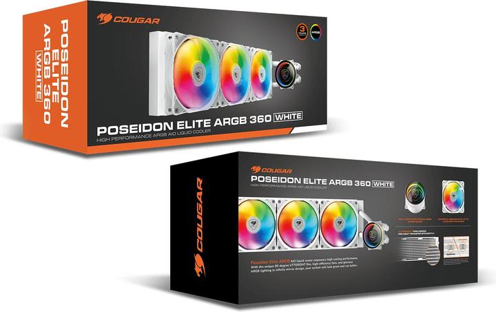 Actual product image Cougar Kit Watercooling AIO Poseidon Elite RGB - 360mm (Blanc)