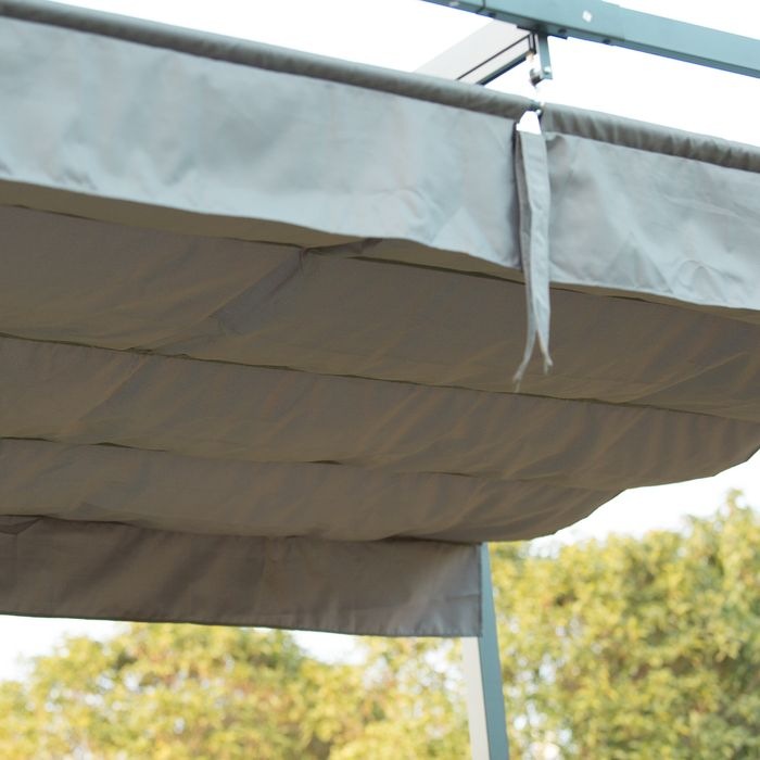 Actual product image Swisshandel24 Pergola Pavillon, Schiebedach, 298x213x221 cm, Grau, wetterfestes Polyester (298 cm, 213 cm)