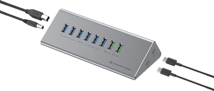 Produktbild Conceptronic Dock USB-C->1xUSB-C,6xUSB-A,100WPD o.N.0.37m (USB-C, 10 Ports)