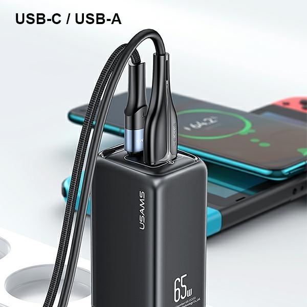 Actual product image Usams Ład. siec. 1xUSB-C+1xUSB T47 65W PD Fast Charging Super Si biały/white CC153TC02 (US-CC153) (65 W)