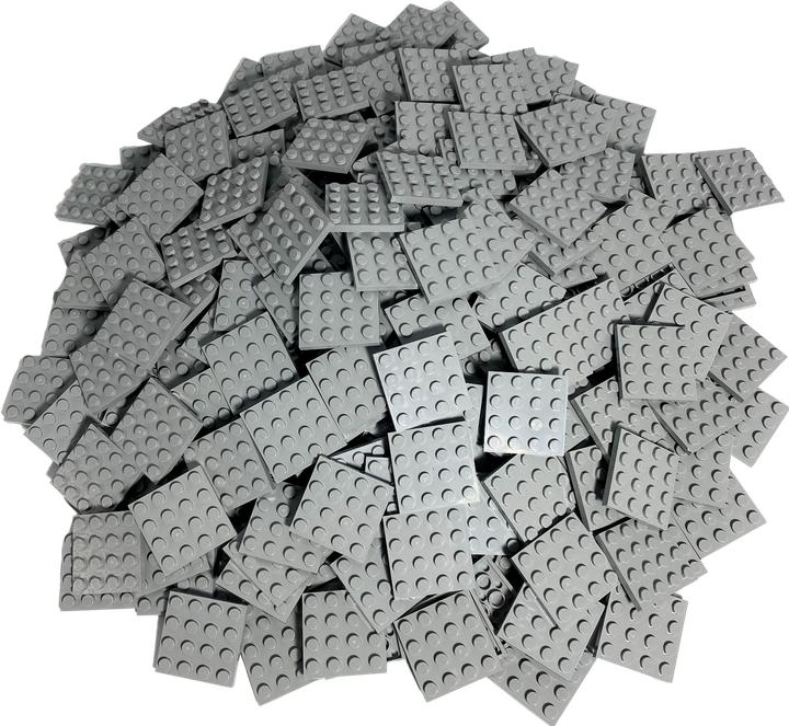 Actual product image LEGO Light grey 4x4 Plates - Flat Plates - Light Bluish grey Plate 3031 pcs 100x (3031, LEGO Accessories)
