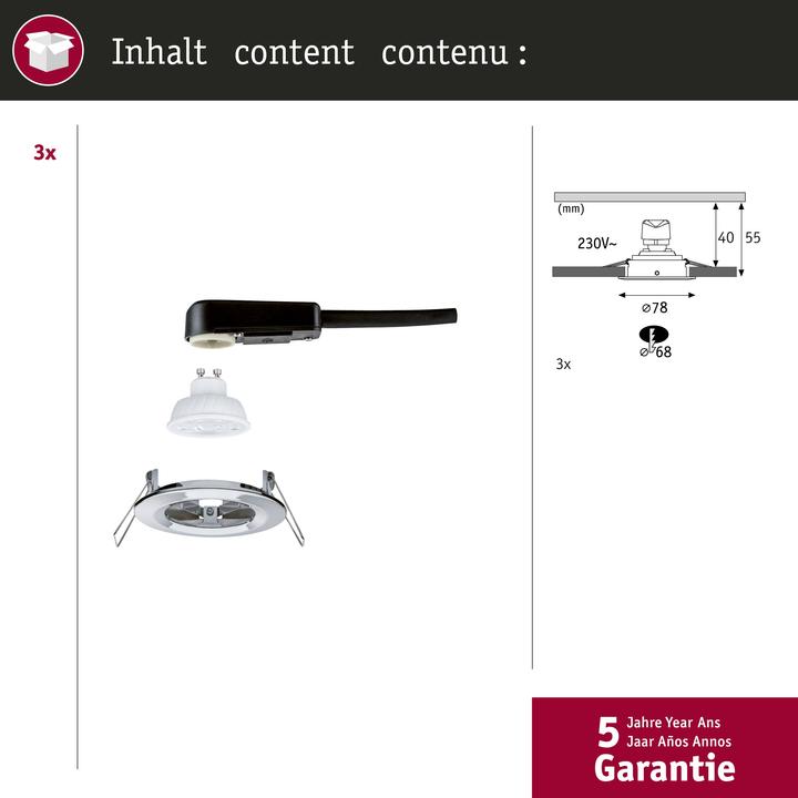 Produktbild Paulmann 92310 Nova LED-Einbauleuchte GU10 4.9 W Chrom (550 lm, GU10)