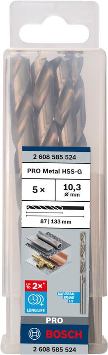 Actual product image Bosch Professional Zubehör PRO Metal HSS-G twist drill, 10.3 x 87 x 133 mm (10.3 mm)