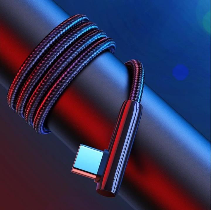 Image du produit Ugreen Câble USB vers USB-C US317 Angle, 2m (noir) (2 m, USB 2.0, 50 W)