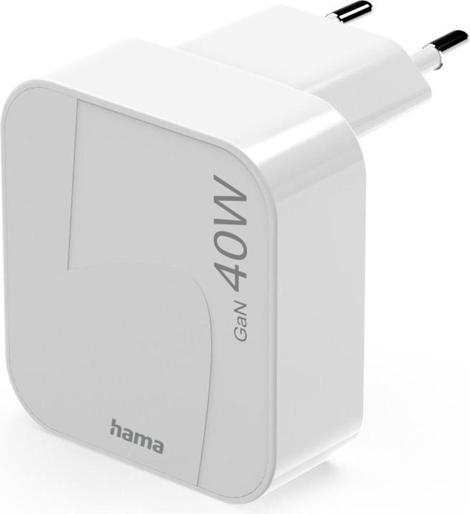 Produktbild Hama Fast Charger Gan 2X USB-C Collapsible Mini-Charger PD 40 W White (40 W, 2 Ports)