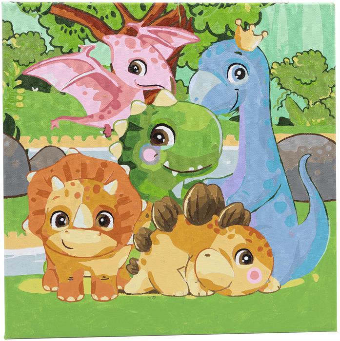 Produktbild Craft Buddy Malen nach Zahlen Bild-Set 30x30cm Dino Familie