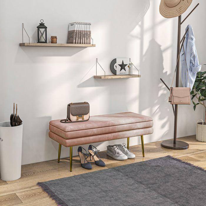 Actual product image Swisshandel24 Sitzbank Polsterbank, mit Stauraum, Stahl, 100 x 37,5 x 42 cm, Rosa (100 cm)