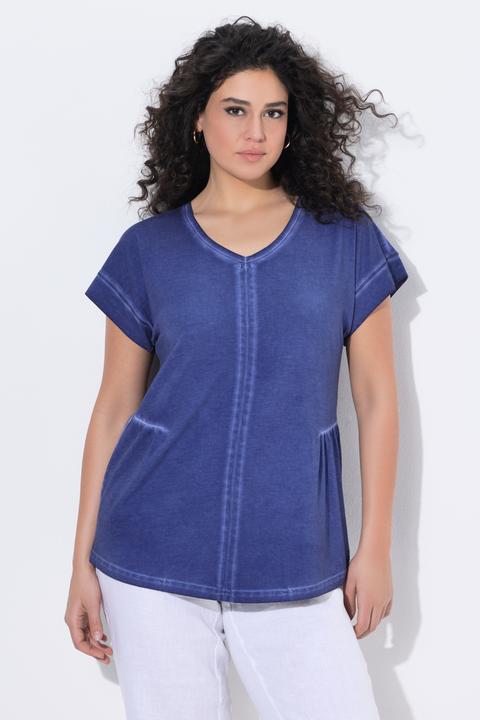Produktbild Ulla Popken T-Shirt, cold dyed, Oversized, V-Ausschnitt, Halbarm (42, 44)