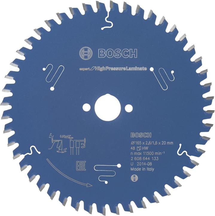 Bosch Professional Zubehör Circular saw blade Expert for High Pressure Laminate, 165 x 20 x 2.6 mm, 48