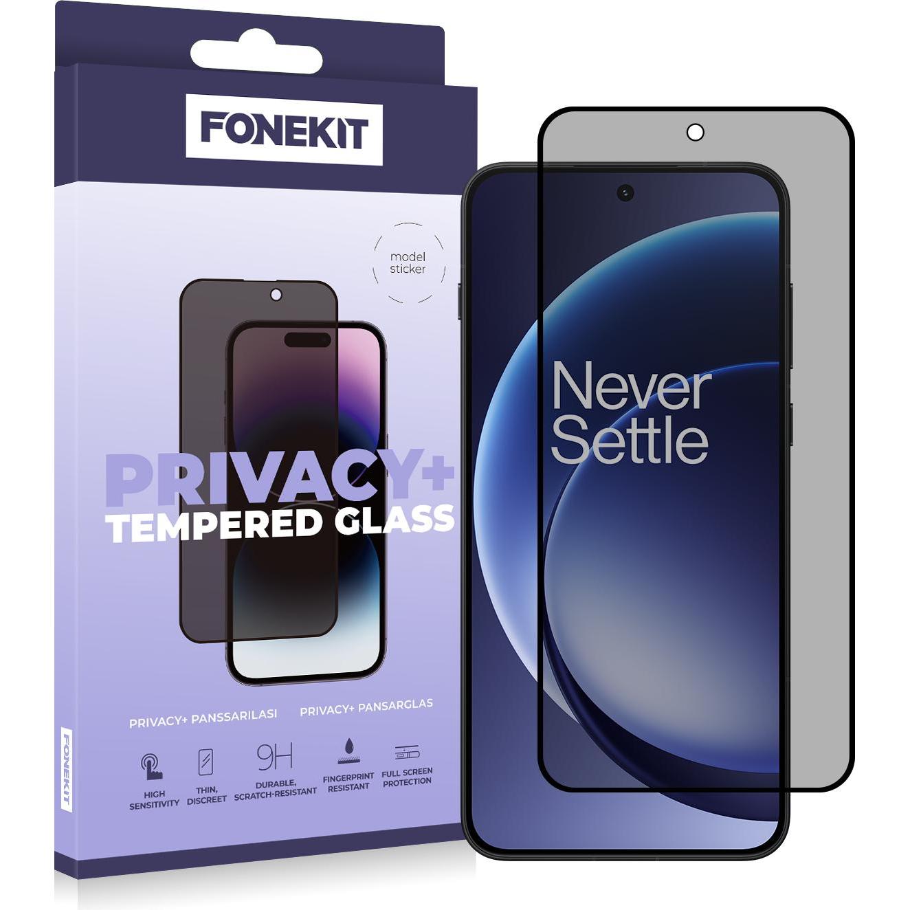 FoneKit Privacy+ Full Cover tempered glass, OnePlus 15R (OnePlus 15R), Pellicola protettiva smartphone, Trasparente