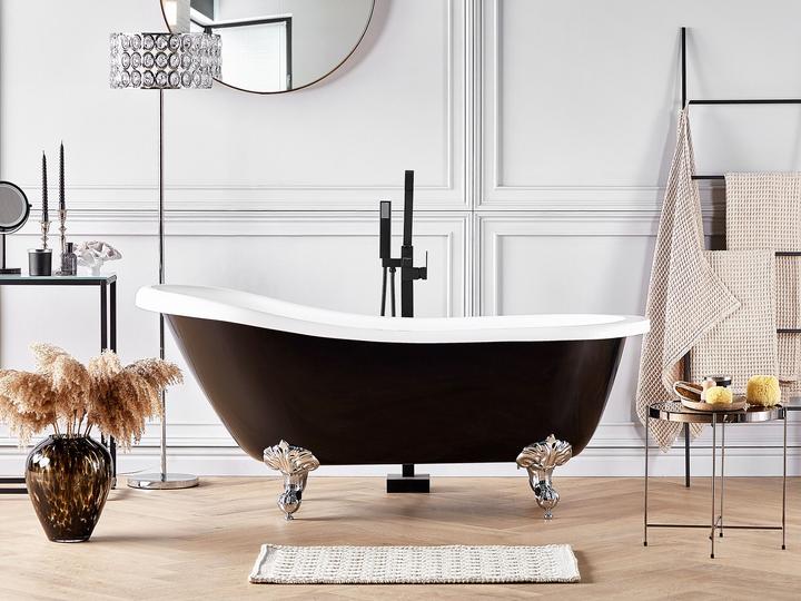 Produktbild Beliani Badewanne freistehend schwarz oval 153 x 77 cm CAYMAN (200 l, 153 cm, 77 cm)