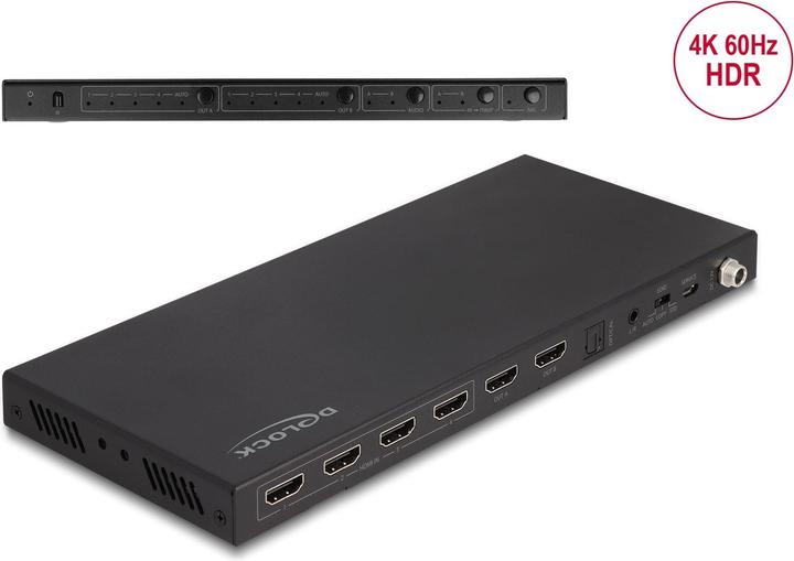 Immagine prodotto Delock Switch a matrice HDMI 4 x HDMI in to 2 x HDMI out 4K 60 Hz con estrattore audio