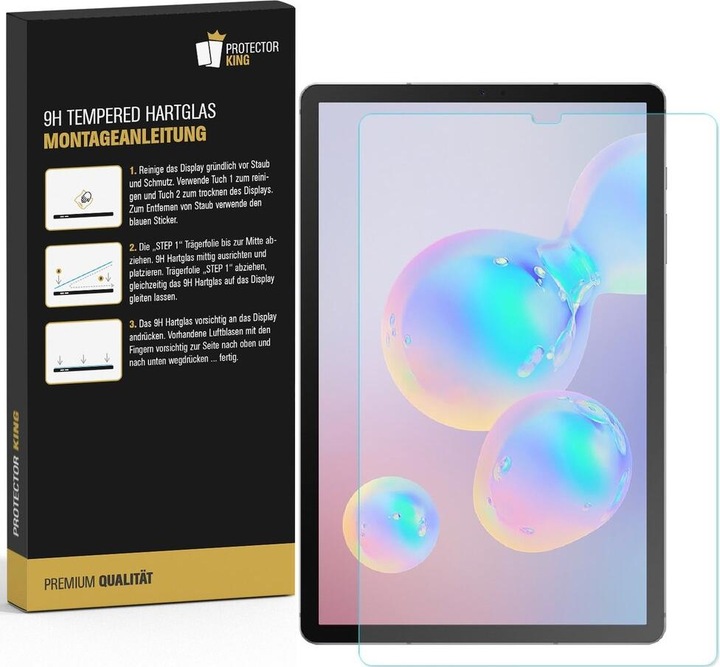 Produktbild Protectorking 3x echtes Tempered 9H Panzerhartglas 3D KLAR (3 Stück, Galaxy Tab S6)