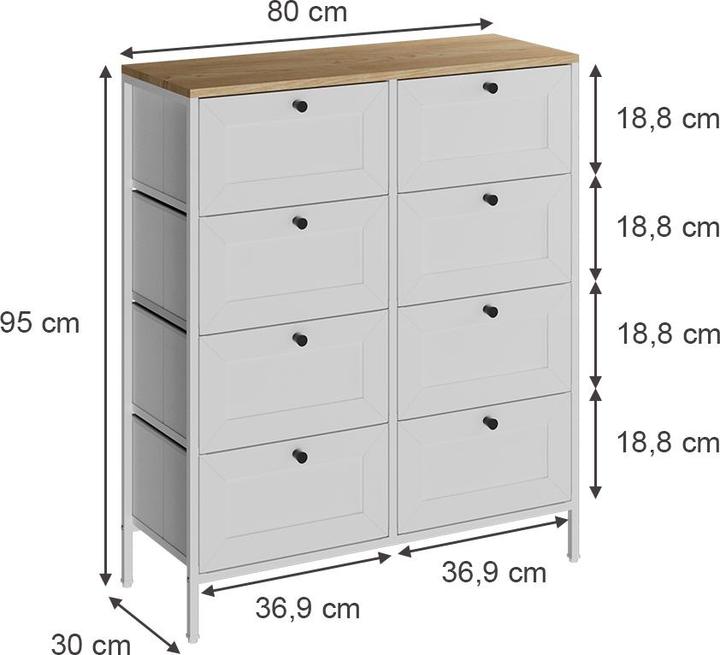 Image du produit Vicco Belaro avec 8 tiroirs (80 x 30 x 95 cm)