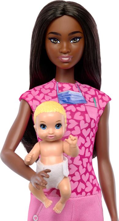 Produktbild Mattel Barbie You Can Be Anything - Baby Doctor Dark Skin With Child για 3+ ετών JCR73