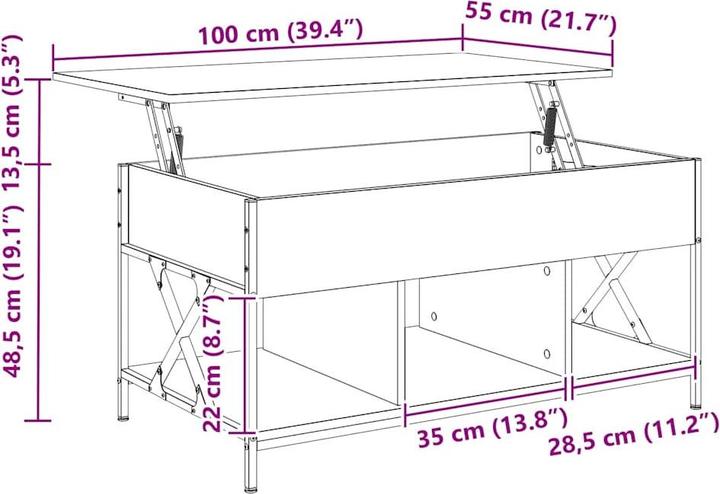 Image du produit vidaXL Couchtisch (100 x 55 x 50 cm)
