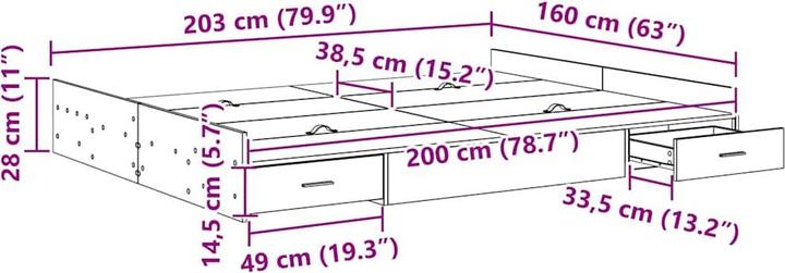 Actual product image vidaXL Moderner Bettrahmen (160 x 200 cm)