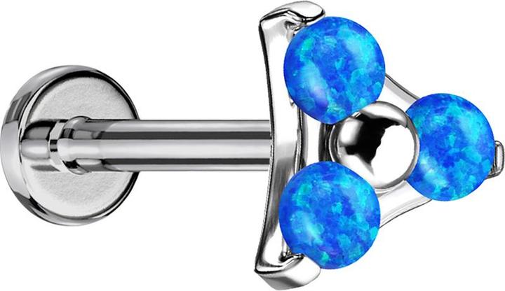 Produktbild Star Piercing Micro Labret Innengewinde silber Dreieck drei Opale blau (ohne Messing, Titan)