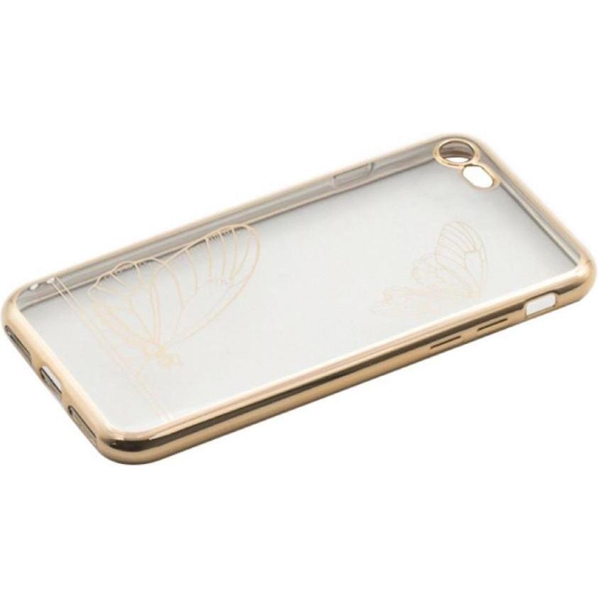 Tellur Cover Silicone for iPhone 7 Butterfly gold (Apple iPhone 7), Smartphone Hülle, Gold, Transparent