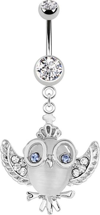 Immagine prodotto Star Piercing Banana in argento con ciondolo gufo in argento (senza ottone, Acciaio chirurgico 316L)