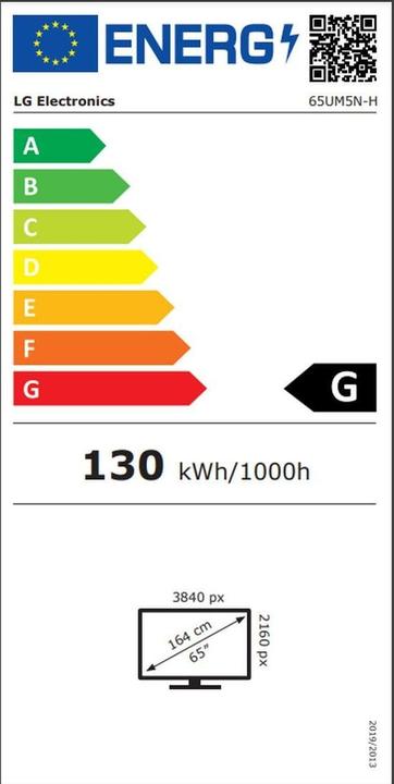Energy Label LG 65UM5N-H (3840 x 2160 Pixels, 65")