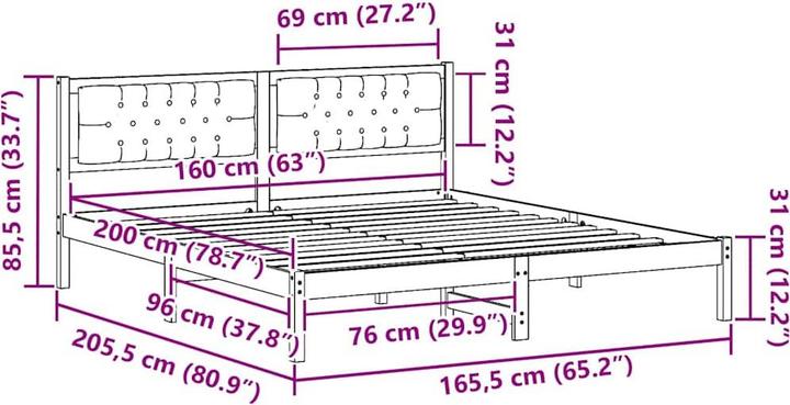 Actual product image vidaXL Bettgestell (160 x 200 cm)